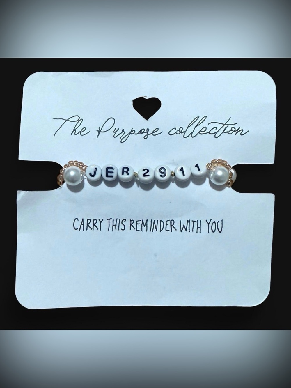 "JER 29:11" White Pearl Beaded Bracelet